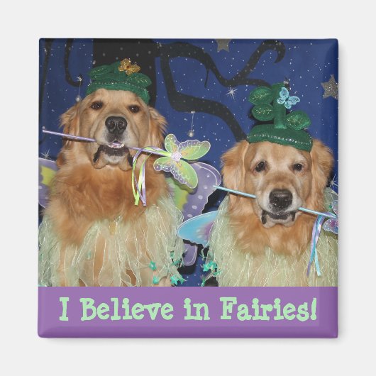 Golden Retriever die ik geloof in Fairies Magneet (Voorkant)