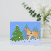 Golden Retriever die kerstboom decorreert Feestdagenkaart (Staand voorkant)
