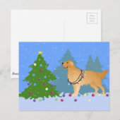 Golden Retriever die kerstboom decorreert Feestdagenkaart (Voorkant / Achterkant)