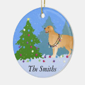 Golden Retriever die kerstboom decorreert Keramisch Ornament (Links)
