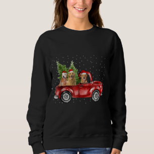 Golden Retriever die met Red Truck KerstShirt rijd Trui