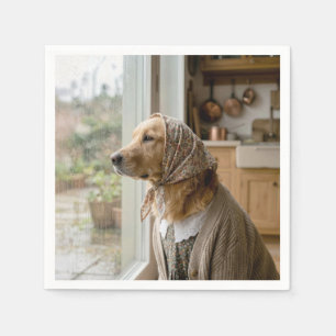 Golden Retriever die naar de regen staart Servet
