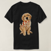 Golden Retriever die pizzakpuppy eet met een plak T-shirt (Design voorkant)