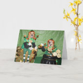 Golden retriever die Pot van Goud tellen Kaart (Gele Bloem)