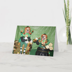 Golden retriever die Pot van Goud tellen Kaart
