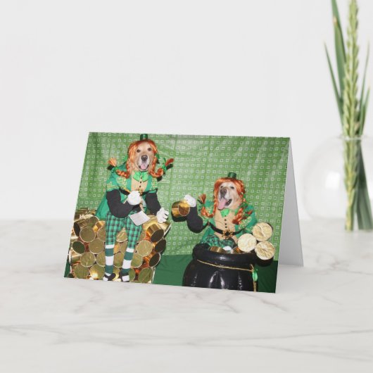 Golden retriever die Pot van Goud tellen Kaart (Voorkant)