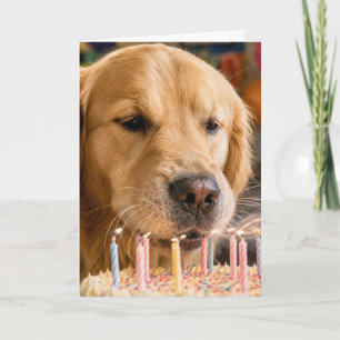 Golden Retriever die verjaardagskaarsen uitblaast Kaart