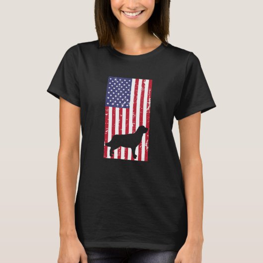 Golden Retriever Distressed Patriotic All American T-shirt (Voorkant)