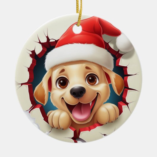 Golden Retriever Dog 3D Doorbraak Ornament (Voorkant)