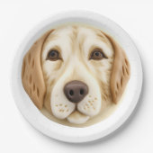 Golden Retriever Dog 3D geïnspireerd Papieren Bordje (Voorkant)