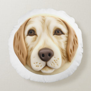Golden Retriever Dog 3D geïnspireerd Rond Kussen