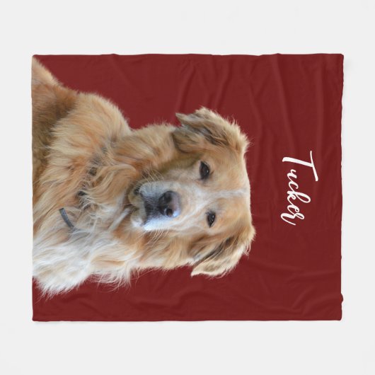 Golden Retriever Dog, aangepaste foto en naam, hui Fleece Deken (Voorkant (Horizontaal))
