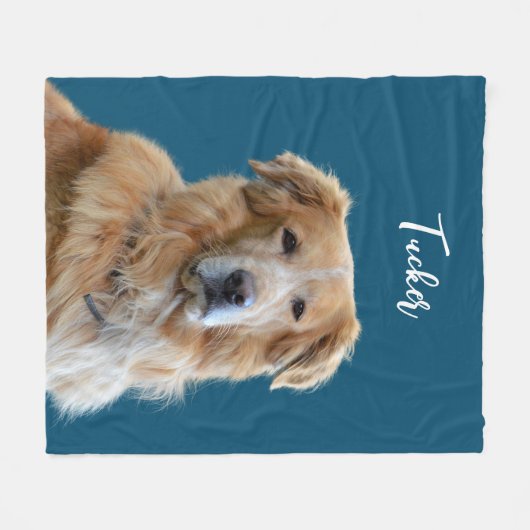 Golden Retriever Dog, aangepaste foto en naam, hui Fleece Deken (Voorkant (Horizontaal))