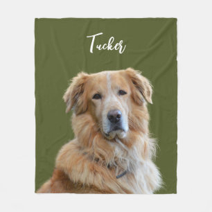 Golden Retriever Dog, aangepaste foto en naam, hui Fleece Deken