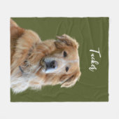 Golden Retriever Dog, aangepaste foto en naam, hui Fleece Deken (Voorkant (Horizontaal))