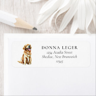 Golden Retriever Dog Adres Etiket