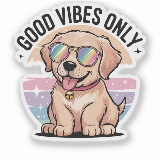 Golden Retriever Dog Alleen goede vibes Sticker (Voorkant)