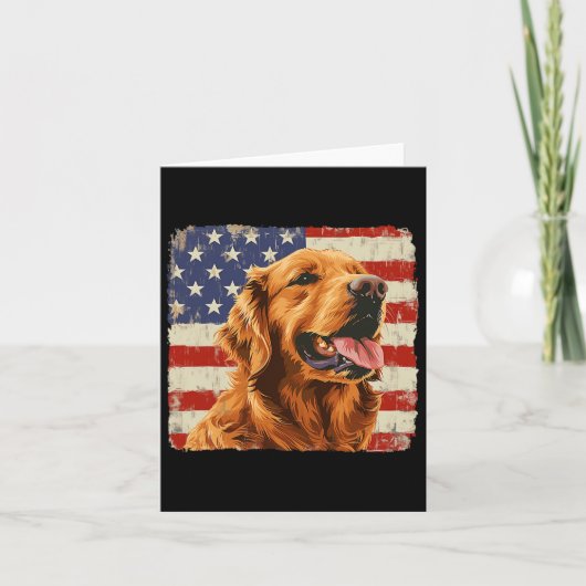 Golden Retriever Dog America Flag Shirt Onafhankel Kaart (Voorkant)