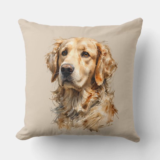 Golden Retriever Dog Art Cushion Kussen (Voorkant)