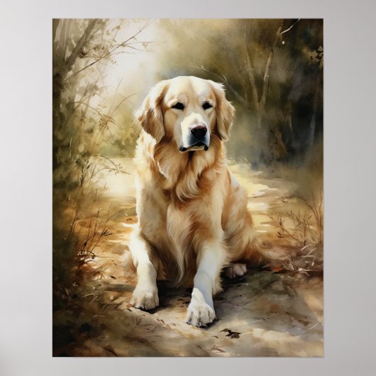 Golden Retriever Dog Art Print Poster (Voorkant)