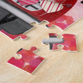 Golden Retriever Dog auto met hart Valentijnse Legpuzzel (Zijkant)