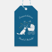 Golden Retriever Dog Baby shower Blue Boy Cadeaulabel (Voorkant)