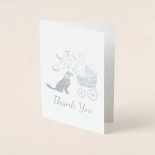 Golden Retriever Dog Baby shower Blue Boy Folie Kaarten