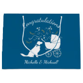 Golden Retriever Dog Baby shower Blue Boy Groot Cadeauzakje (Voorkant)