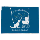 Golden Retriever Dog Baby shower Blue Boy Groot Cadeauzakje (Achterkant)