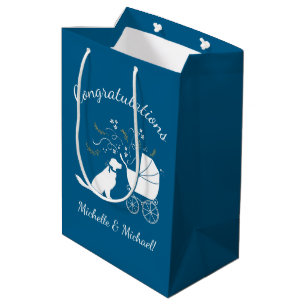 Golden Retriever Dog Baby shower Blue Boy Medium Cadeauzakje
