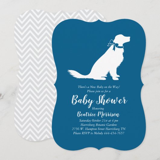 Golden Retriever Dog Baby shower Frans Blauw Jonge Kaart (Voorkant / Achterkant)