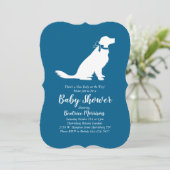 Golden Retriever Dog Baby shower Frans Blauw Jonge Kaart (Staand voorkant)
