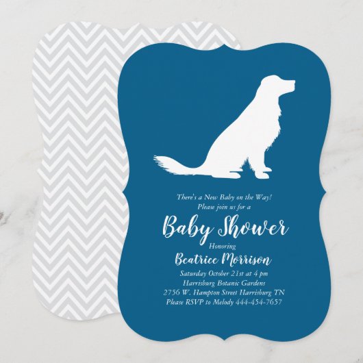 Golden Retriever Dog Baby shower Frans Blauw Jonge Kaart (Voorkant / Achterkant)
