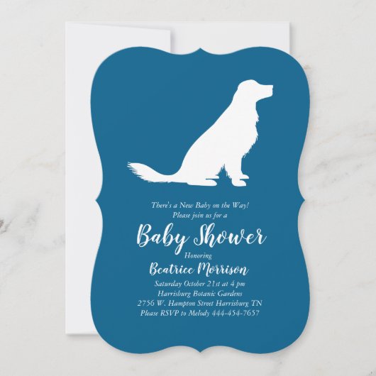 Golden Retriever Dog Baby shower Frans Blauw Jonge Kaart (Voorkant)