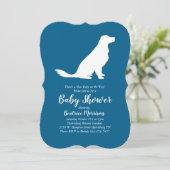Golden Retriever Dog Baby shower Frans Blauw Jonge Kaart (Staand voorkant)