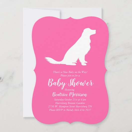 Golden Retriever Dog Baby shower Frans roze meisje Kaart (Voorkant)