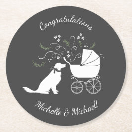 Golden Retriever Dog Baby shower Genderneutraal Ronde Kartonnen Onderzetter