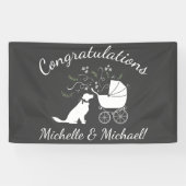 Golden Retriever Dog Baby shower Genderneutraal Spandoek (Horizontaal)