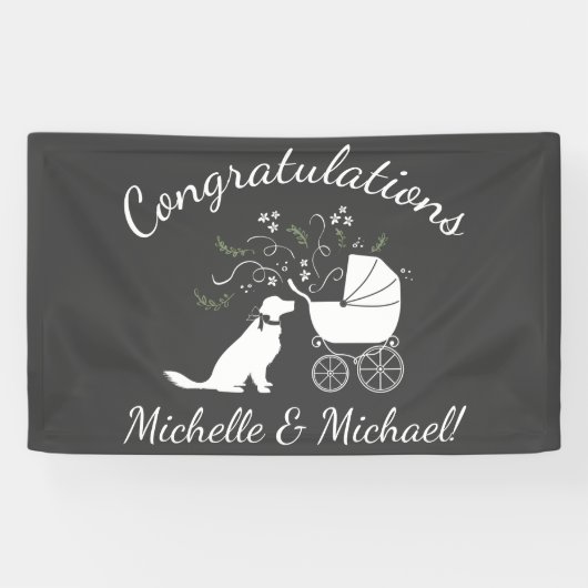 Golden Retriever Dog Baby shower Genderneutraal Spandoek (Horizontaal)