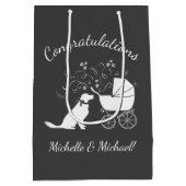 Golden Retriever Dog Baby shower Medium Cadeauzakje (Achterkant)