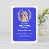 Golden Retriever Dog Baby shower Navy Kaart (Staand voorkant)
