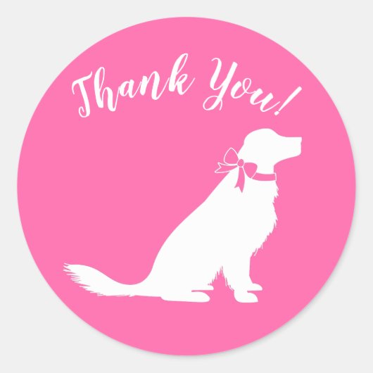 Golden Retriever Dog Baby shower roze meisje Ronde Sticker (Voorkant)