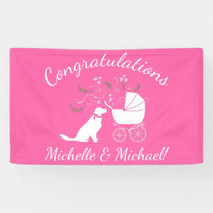 Golden Retriever Dog Baby shower roze meisje Spandoek