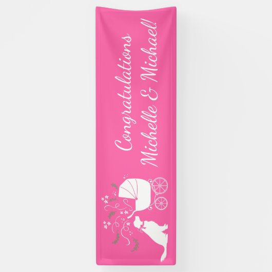 Golden Retriever Dog Baby shower roze meisje Spandoek (Verticaal)