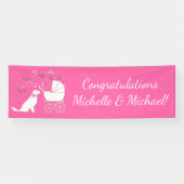 Golden Retriever Dog Baby shower roze meisje Spandoek (Horizontaal)