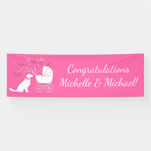 Golden Retriever Dog Baby shower roze meisje Spandoek