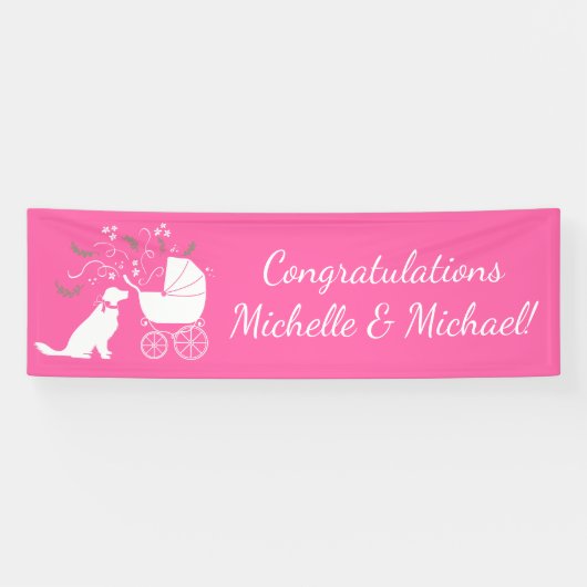 Golden Retriever Dog Baby shower roze meisje Spandoek (Horizontaal)