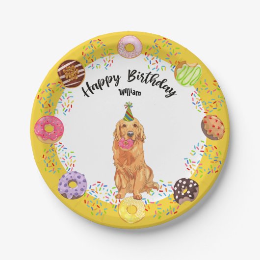Golden Retriever Dog Birthday Party Paper Bord (Voorkant)