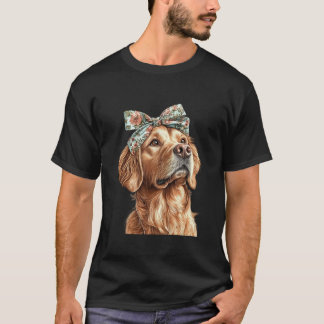 Golden Retriever Dog Boho Coquette Bow Mom Moeders T-shirt