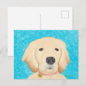 Golden Retriever Dog Briefkaart Blue Water (Voorkant / Achterkant)